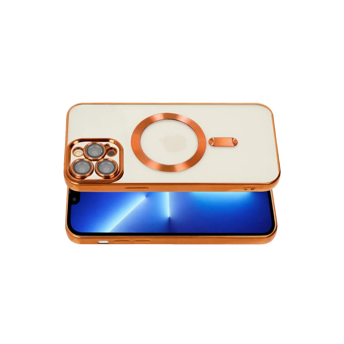 iPhone 13 Pro Kılıf - Kross Magneticsafe Şeffaf Turuncu & MagSafe Uyumlu