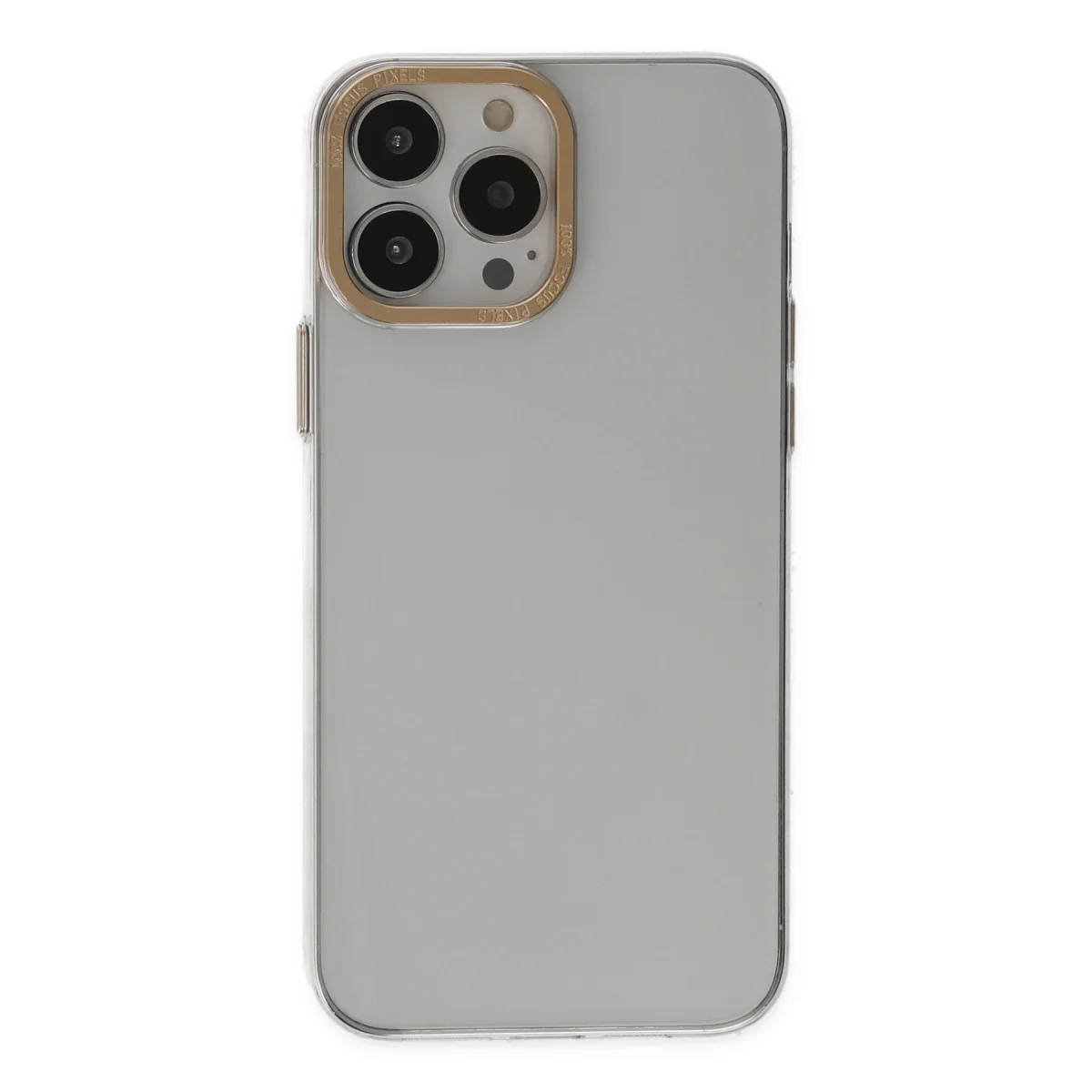 iPhone 13 Pro Kılıf Anka Metal Detaylı Şeffaf Kamera Koruyucu