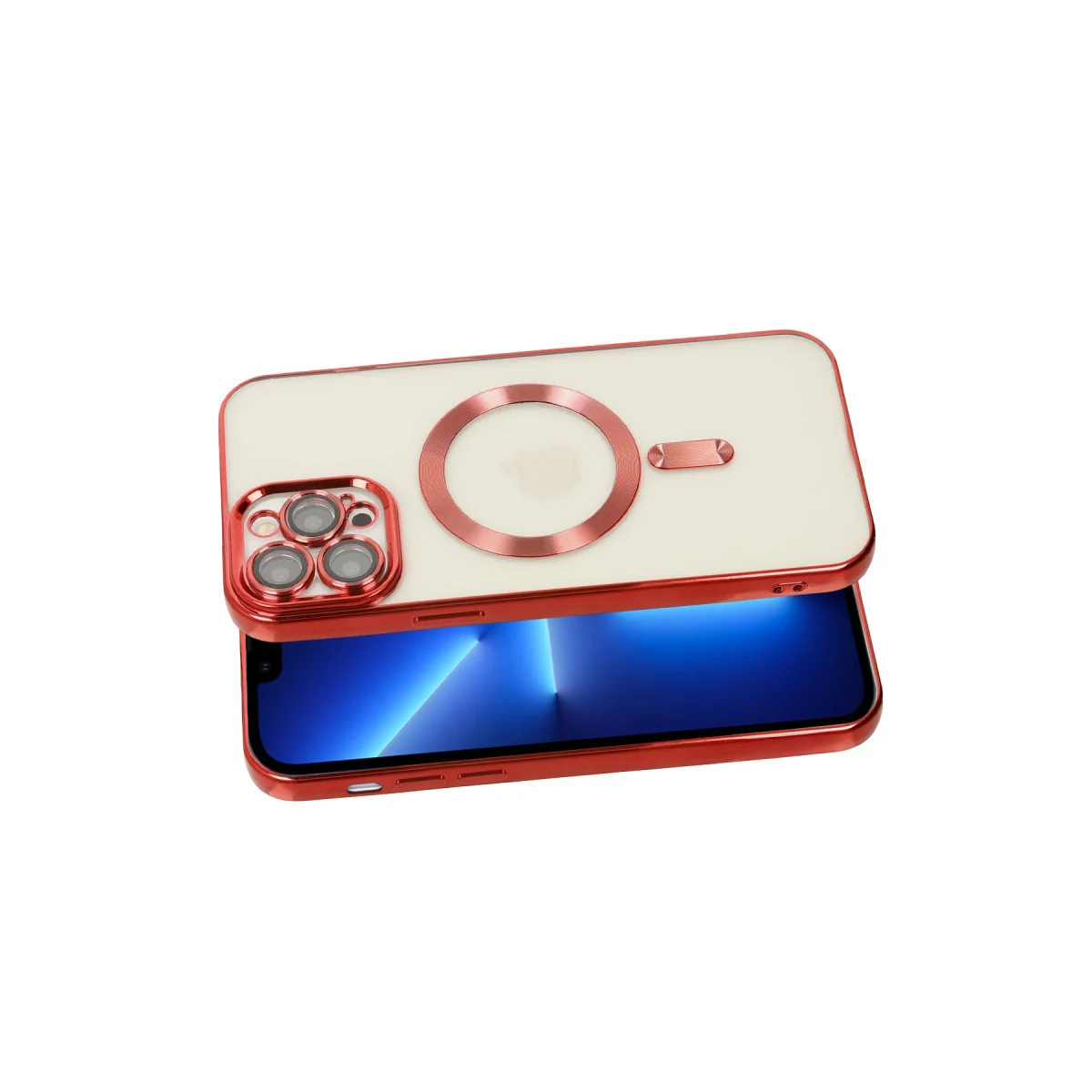 iPhone 13 Pro Kılıf Kross Magneticsafe Kırmızı - Şeffaf, Saf ve Tam Koruma
