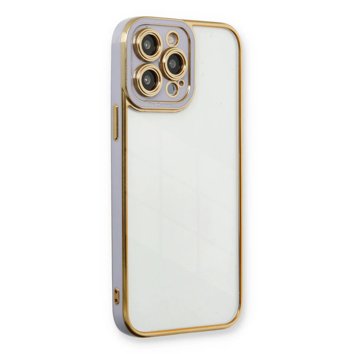 iPhone 13 Pro Kılıf Liva Lens Silikon - Lila ve Koruma
