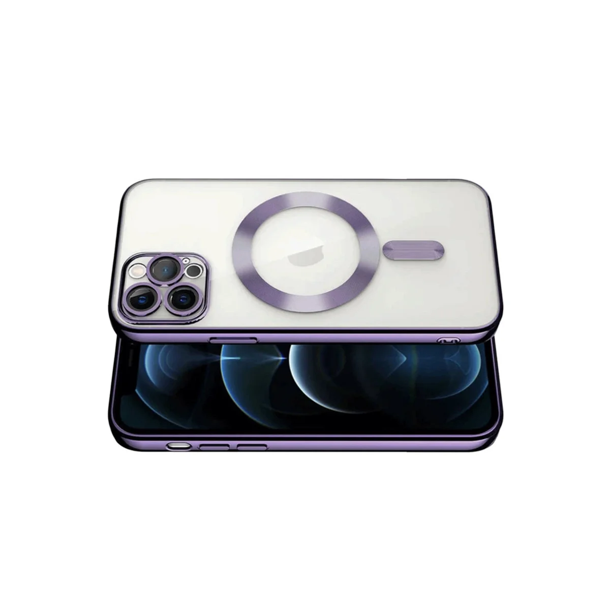 iPhone 13 Pro Kross Mor Kılıf - MagSafe Uyumlu, Şeffaf ve 360° Koruma