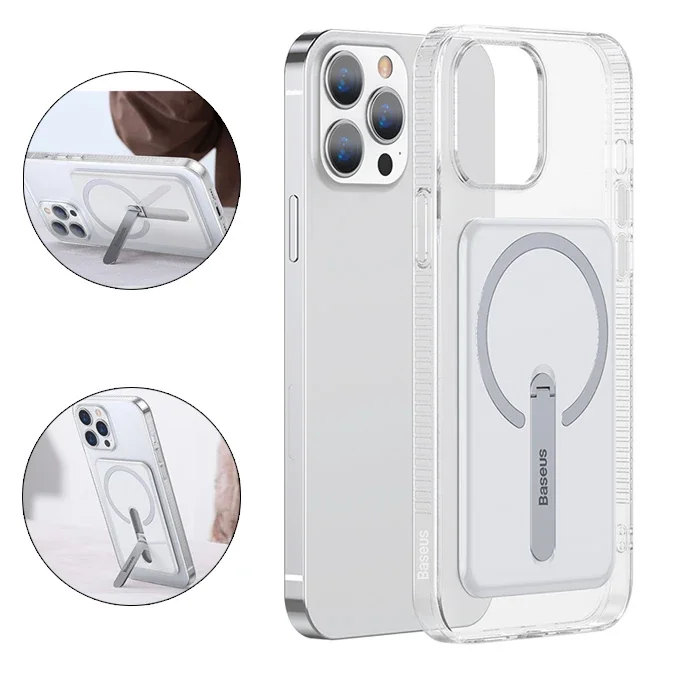 iPhone 13 Pro Max 6.7" Magsafe Silikon Kılıf - Manyetik Standlı Kablosuz Şarj Uyumlu