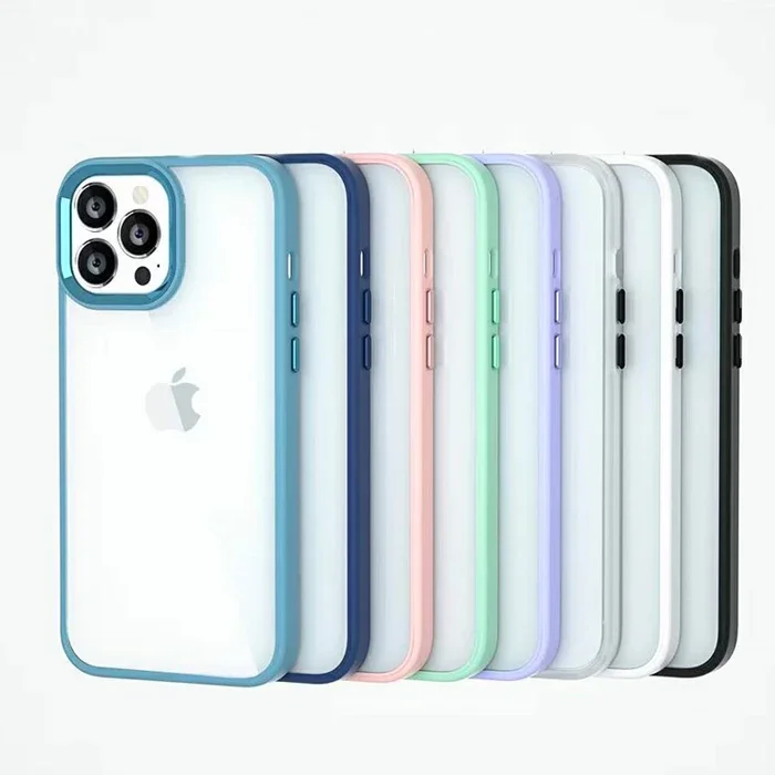 iPhone 13 Pro Max 6.7" Parlak Renkli Çerçeveli Şeffaf TPU Silikon Kılıf - Sararmaz Ultra Lüks Koruma