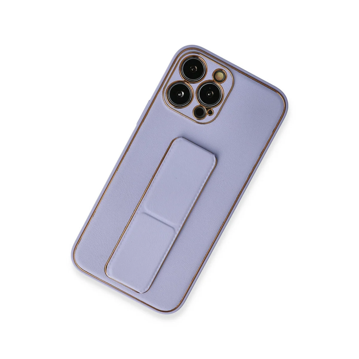 iPhone 13 Pro Max Coco Deri Standlı Kılıf - Lila