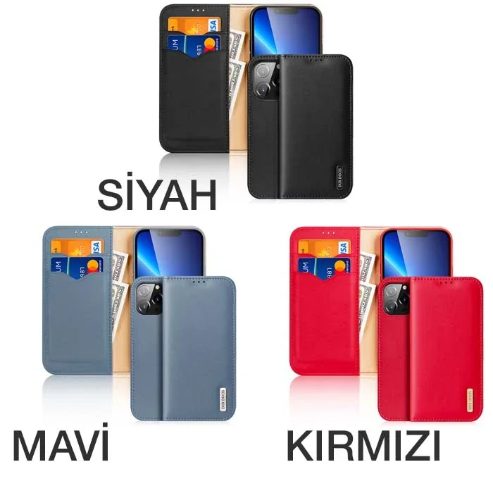 iPhone 13 Pro Max Deri Mıknatıslı Cüzdanlı Kılıf - Manyetik RFID Koruma