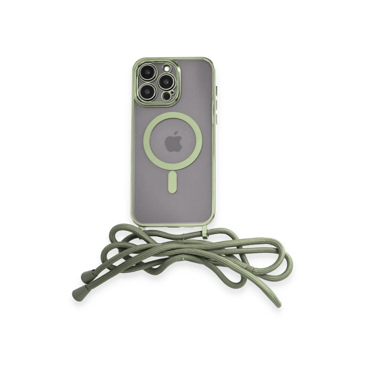 iPhone 13 Pro Max Divo Lazer Askılı Magsafe Kapak - Koyu Yeşil, Kablosuz Şarj Desteği ve Esnek Koruma