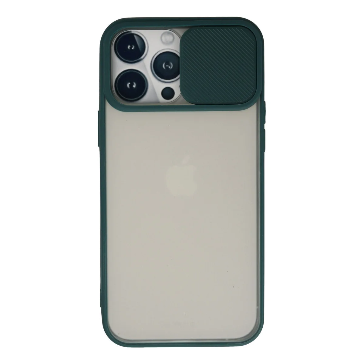 iPhone 13 Pro Max Kamera Sürgülü Silikon Kılıf - Yeşil (Palm Buzlu)