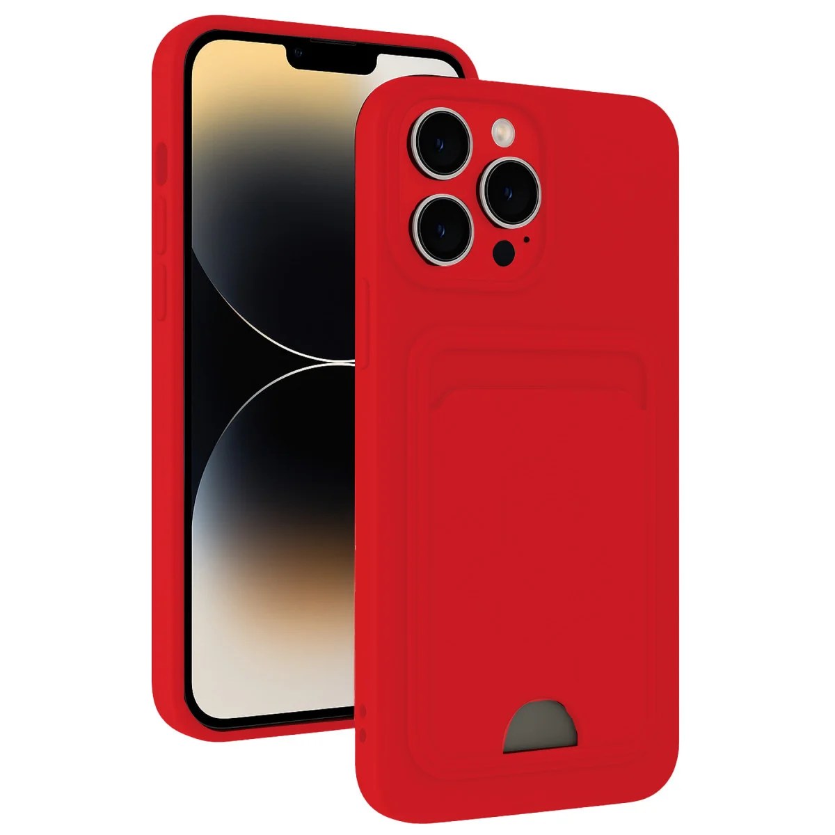 iPhone 13 Pro Max Kelvin Kartvizitli Silikon Kılıf - Kırmızı