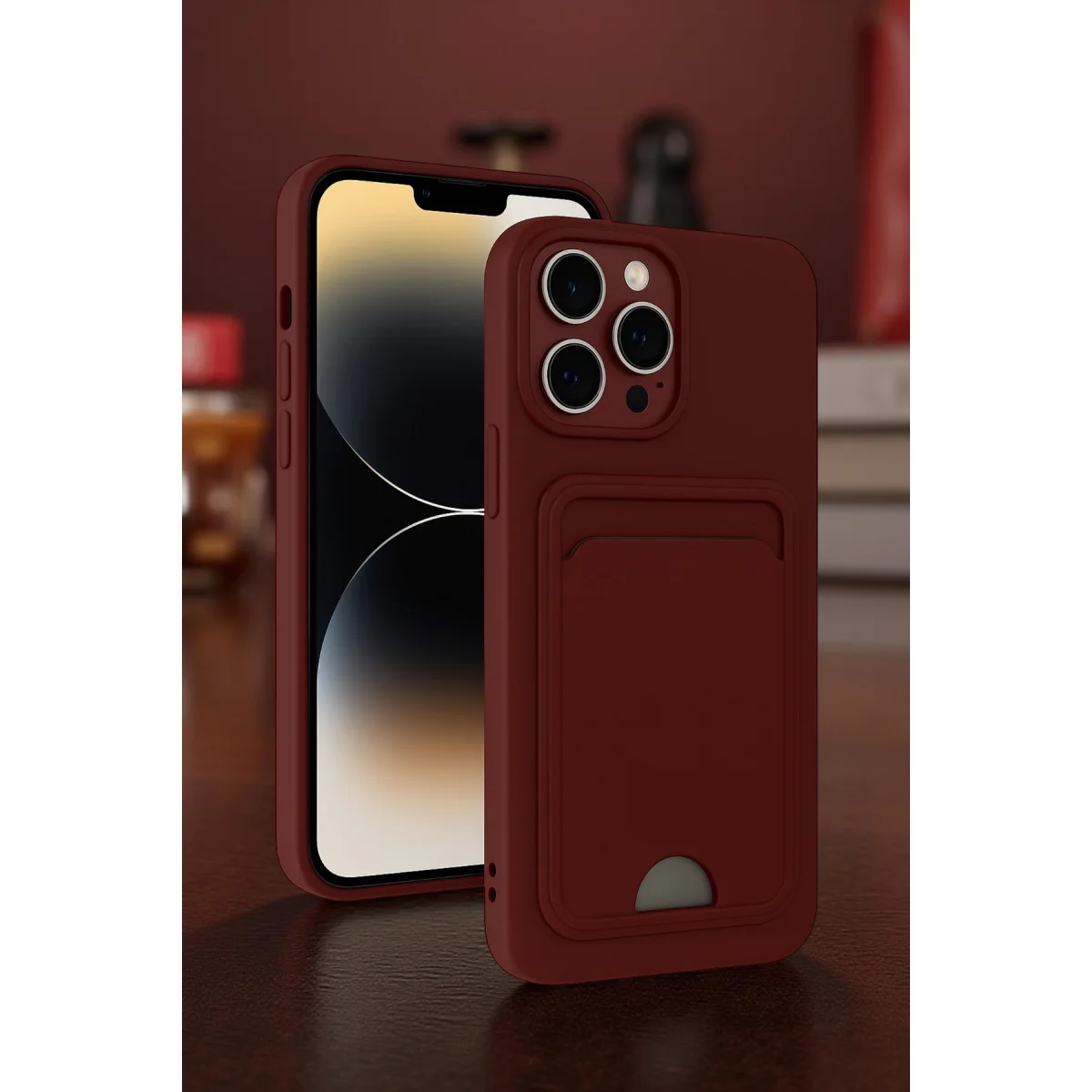 iPhone 13 Pro Max Kelvin Kartvizitli Silikon Kılıf - Kırmızı
