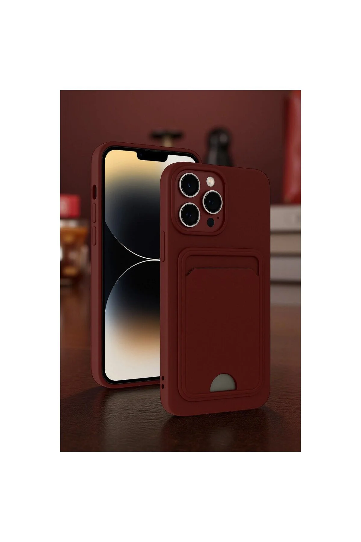Apple İphone 13 Pro Max Kılıf Kelvin Kartvizitli Silikon - Derin 