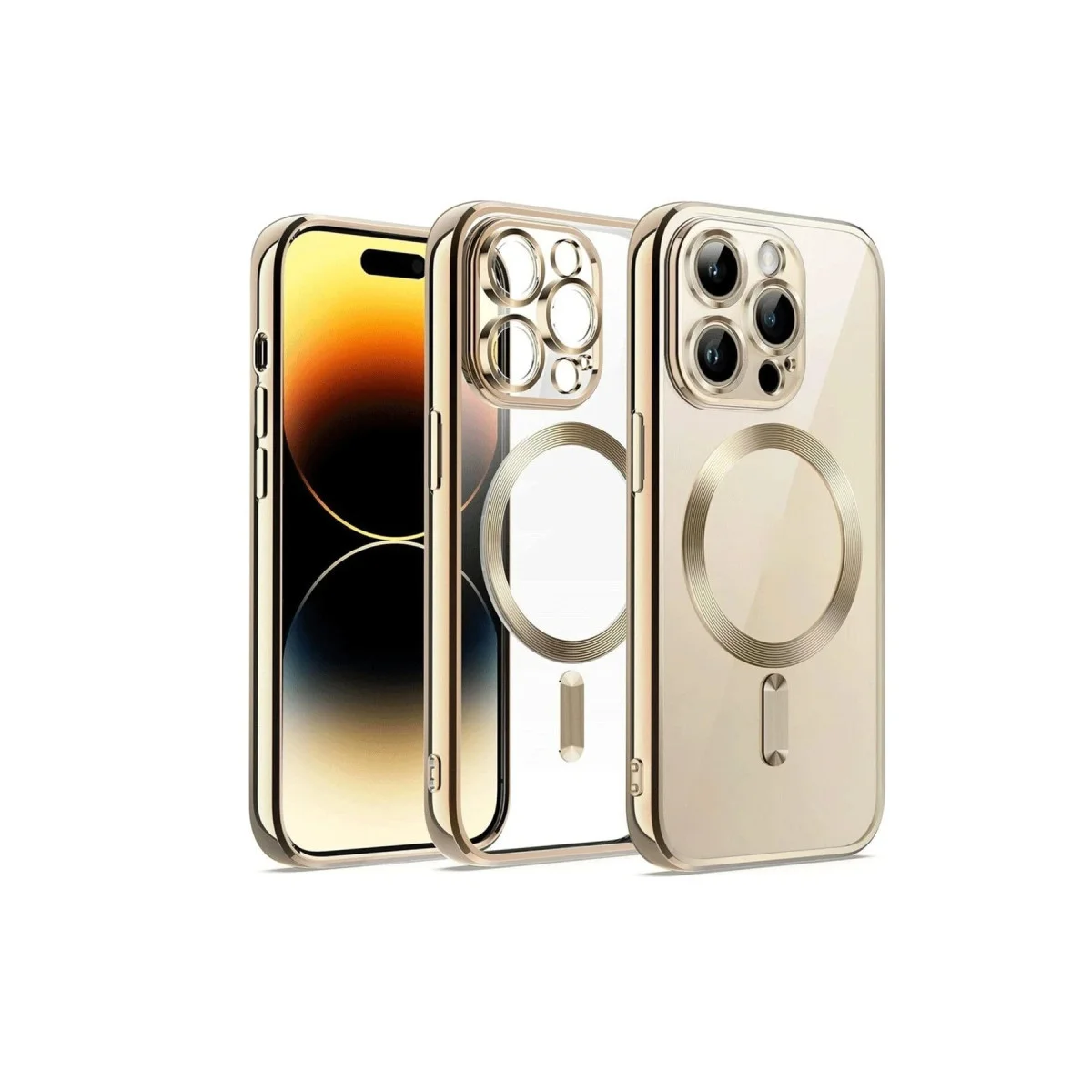 iPhone 13 Pro Max Kılıf Kross Magneticsafe - Şeffaf, MagSafe Uyumlu ve Gold