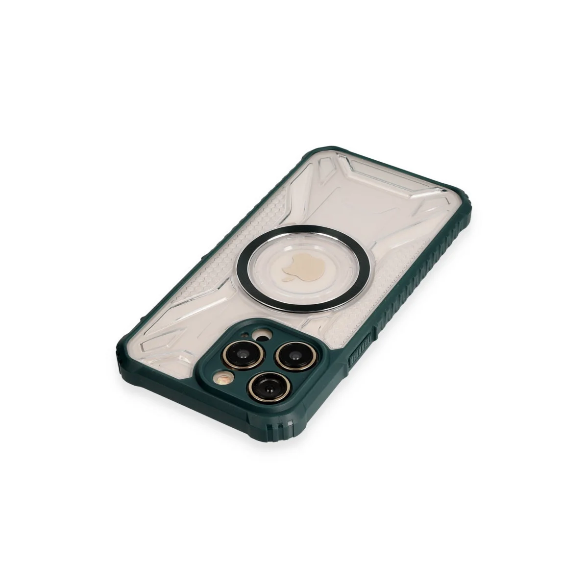 iPhone 13 Pro Max Kılıf Prag Magneticsafe - Koyu Yeşil Kamera Koruma ve Kablosuz Şarj