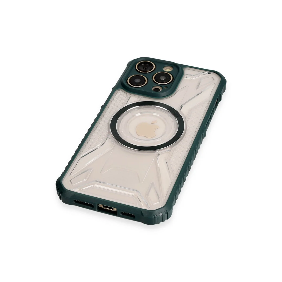iPhone 13 Pro Max Kılıf Prag Magneticsafe - Koyu Yeşil Kamera Koruma ve Kablosuz Şarj