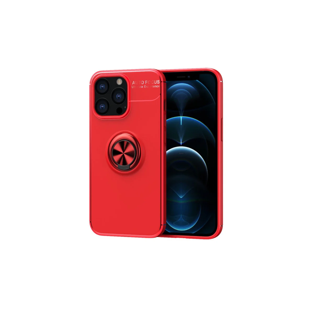iPhone 13 Pro Max Kılıf Range Ring Silikon - Kırmızı - 360° Dönebilir Standlı Kılıf