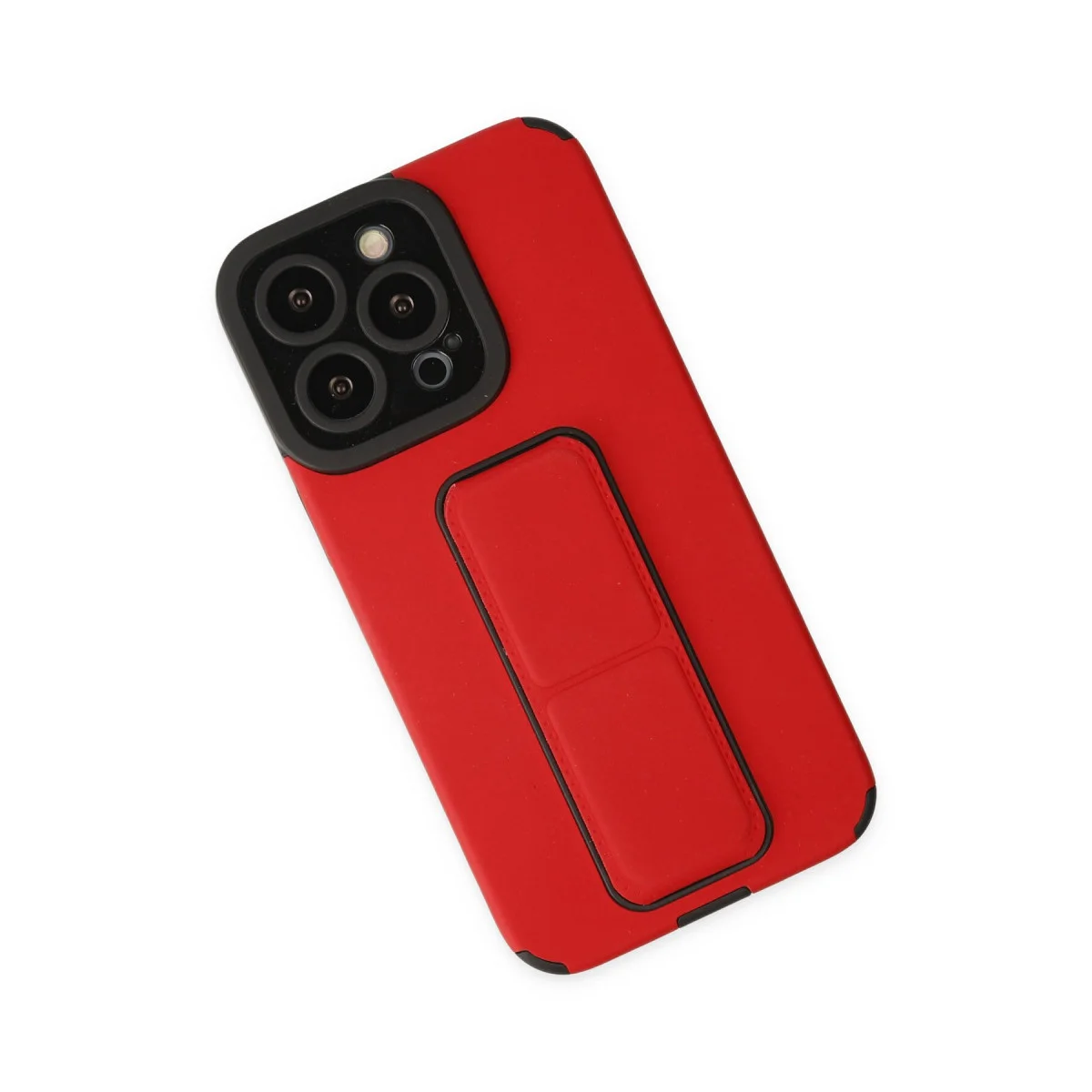 iPhone 13 Pro Max Kılıf - Mega Standlı Silikon Kırmızı iPhone 13 Pro Max Kılıf - Mega Standlı Silikon Kırmızı