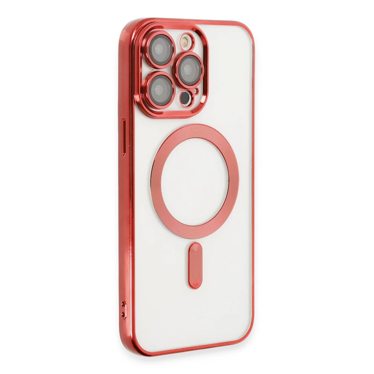 iPhone 13 Pro Max Kross Magneticsafe Kılıf Kırmızı - Şeffaf, MagSafe Uyumlu ve Darbe Emici