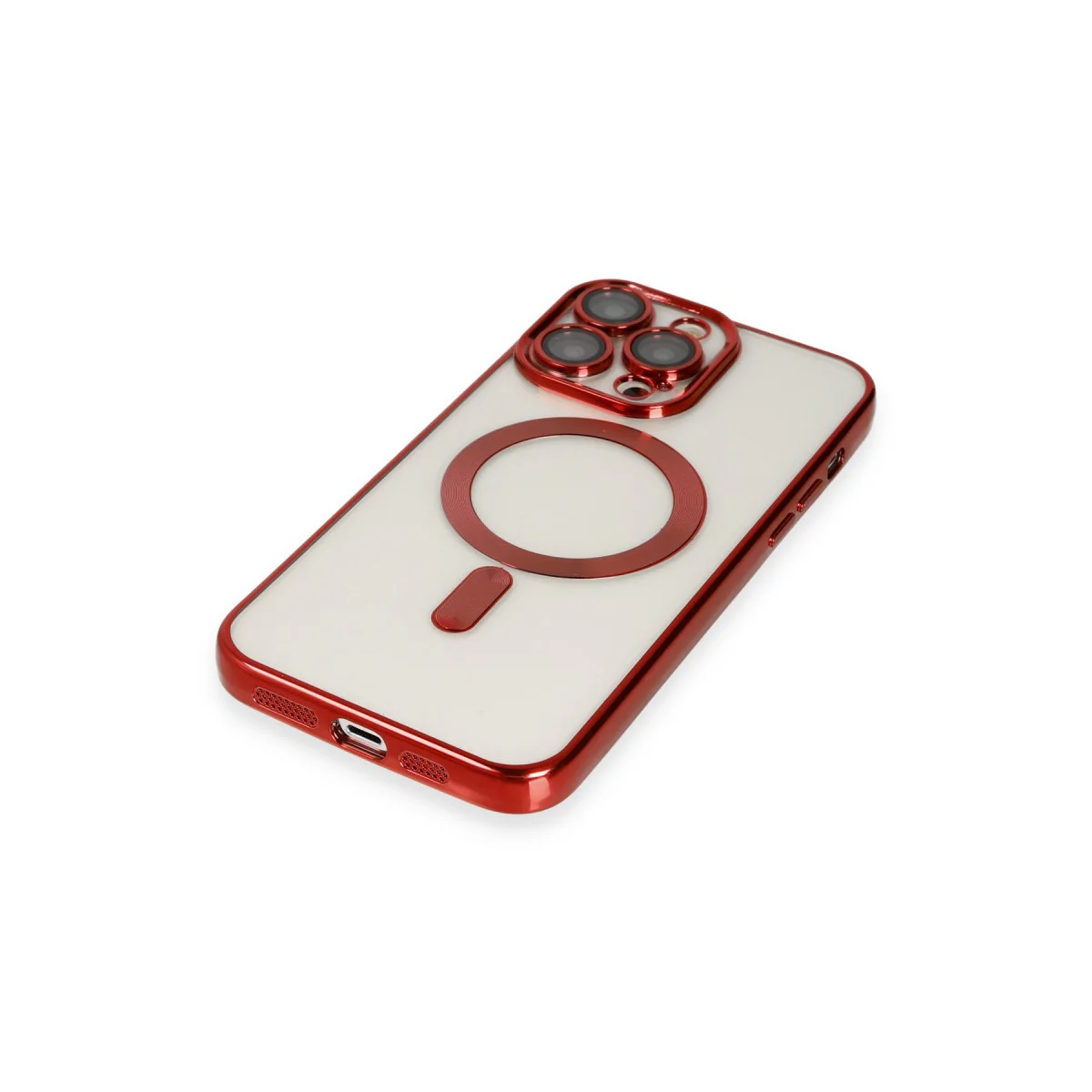 iPhone 13 Pro Max Kross Magneticsafe Kılıf Kırmızı - Şeffaf, MagSafe Uyumlu ve Darbe Emici