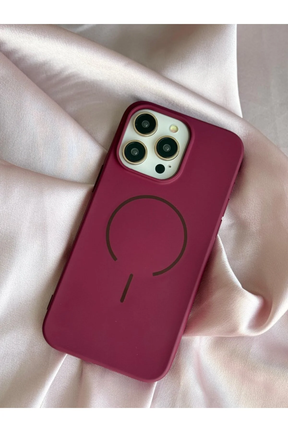 iPhone 13 Pro Max MagSafe Mat Silikon Kılıf Cherry Red