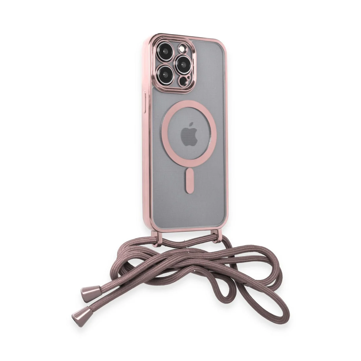 iPhone 13 Pro Max Magsafe Kapak Pembe Divo Lazer Askılı Kılıf