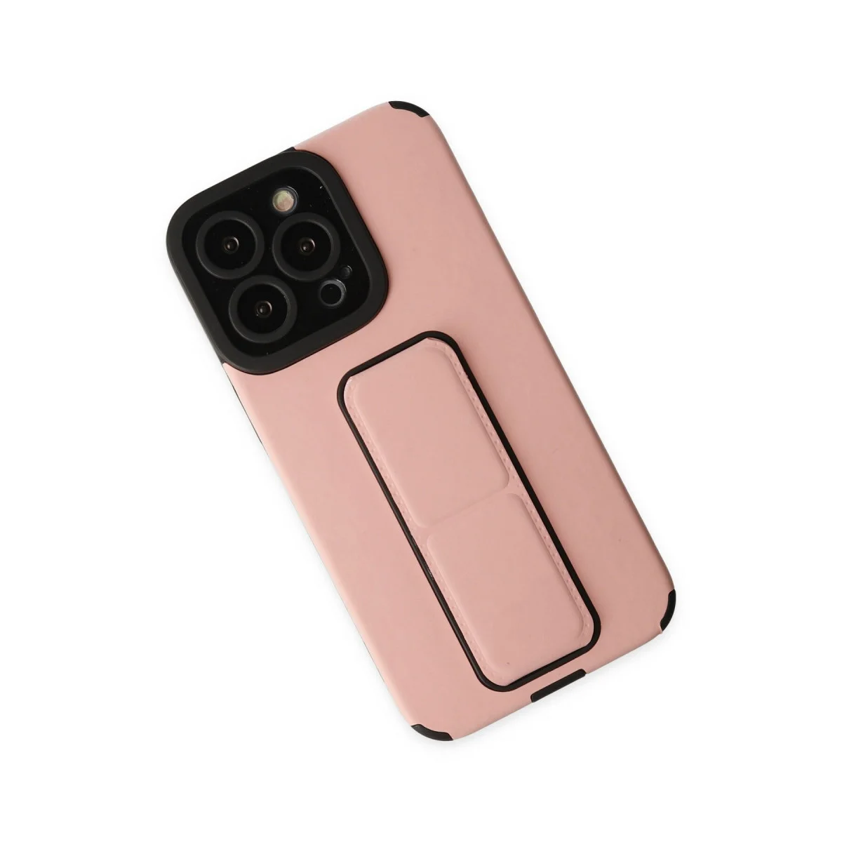 iPhone 13 Pro Max Mega Standlı Silikon Kılıf Pudra - Ergonomik ve Korumalı Tasarım