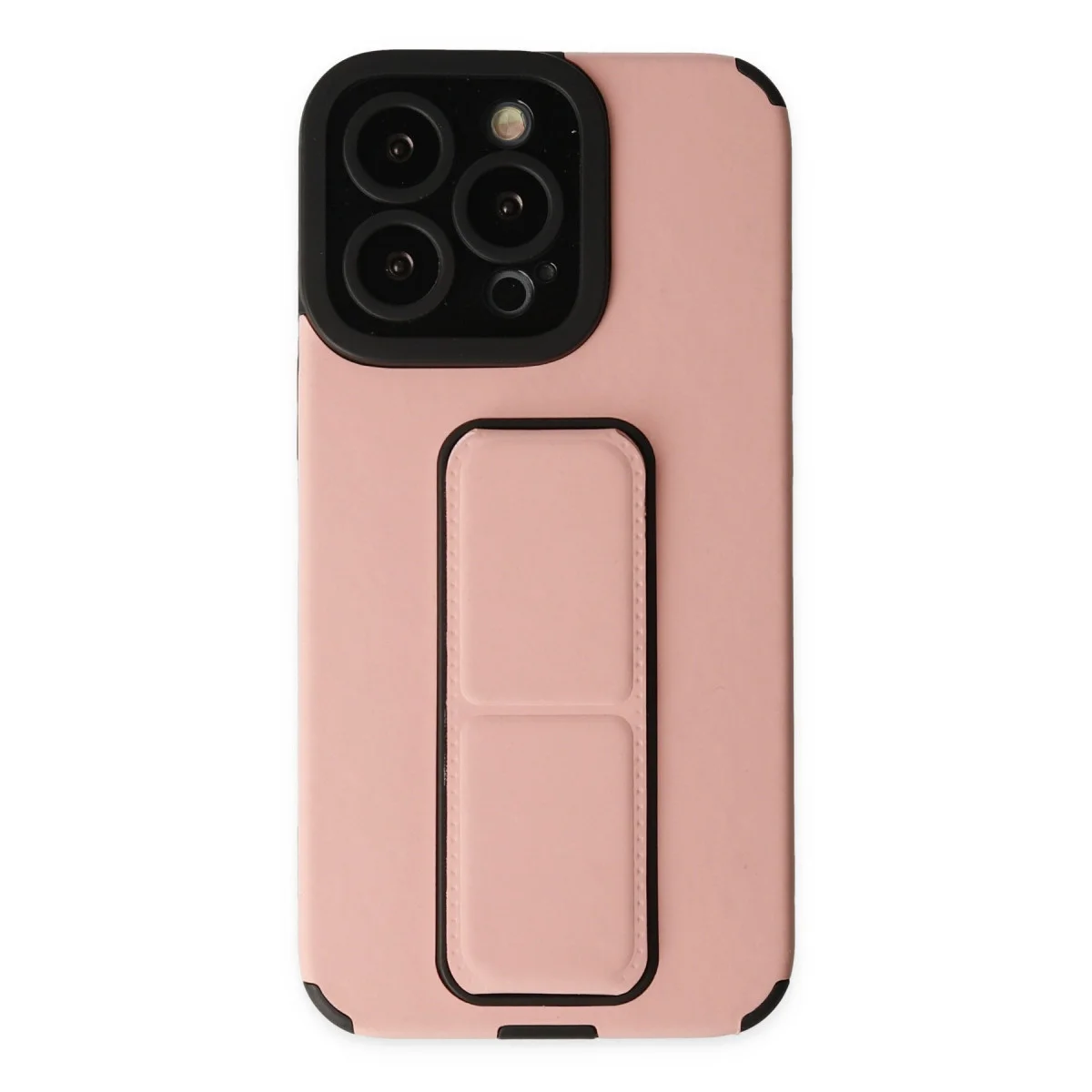 iPhone 13 Pro Max Mega Standlı Silikon Kılıf Pudra - Ergonomik ve Korumalı Tasarım
