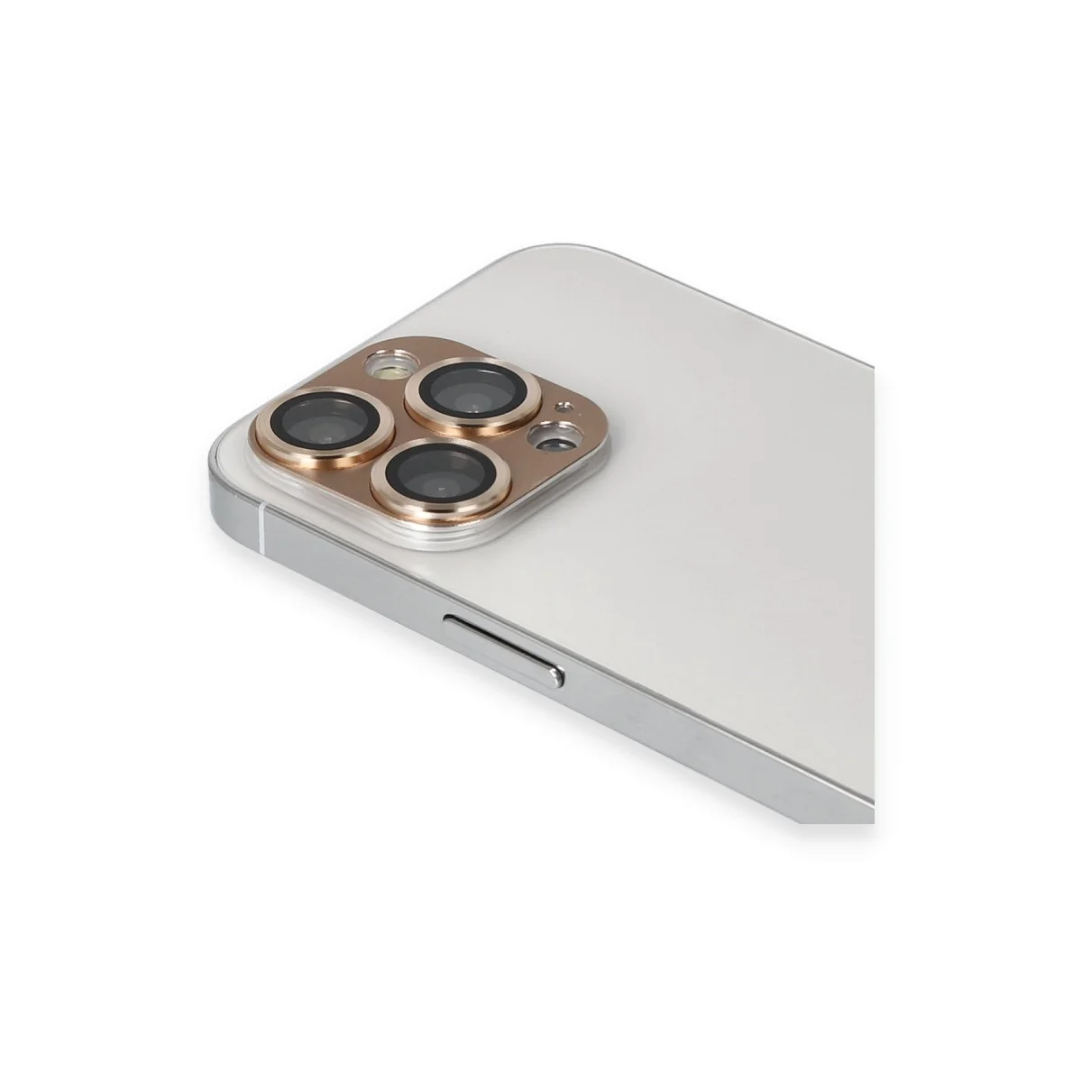 iPhone 13 Pro Max Pers Alüminyum Kamera Lens Kalkanı - Gold, Şok ve Çizilmeye Dayanıklı