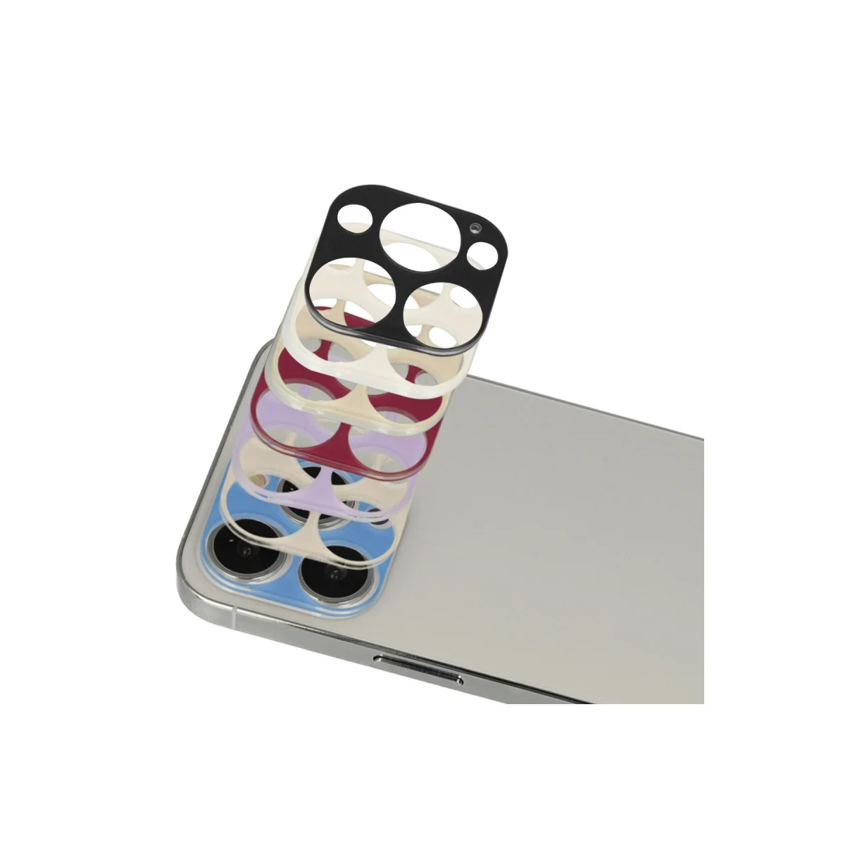 iPhone 13 Pro Max Rainbow Kamera Lens Koruma Camı - Mavi Optik Kalite