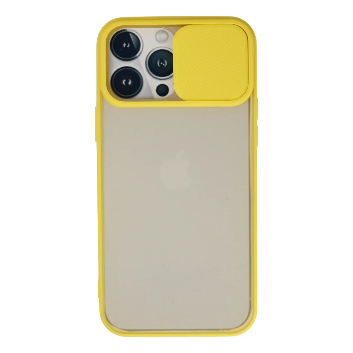 iPhone 13 Pro Max Silikon Kılıf Palm Buzlu Kamera Sürgülü - Koruyucu ve Şık Sarı