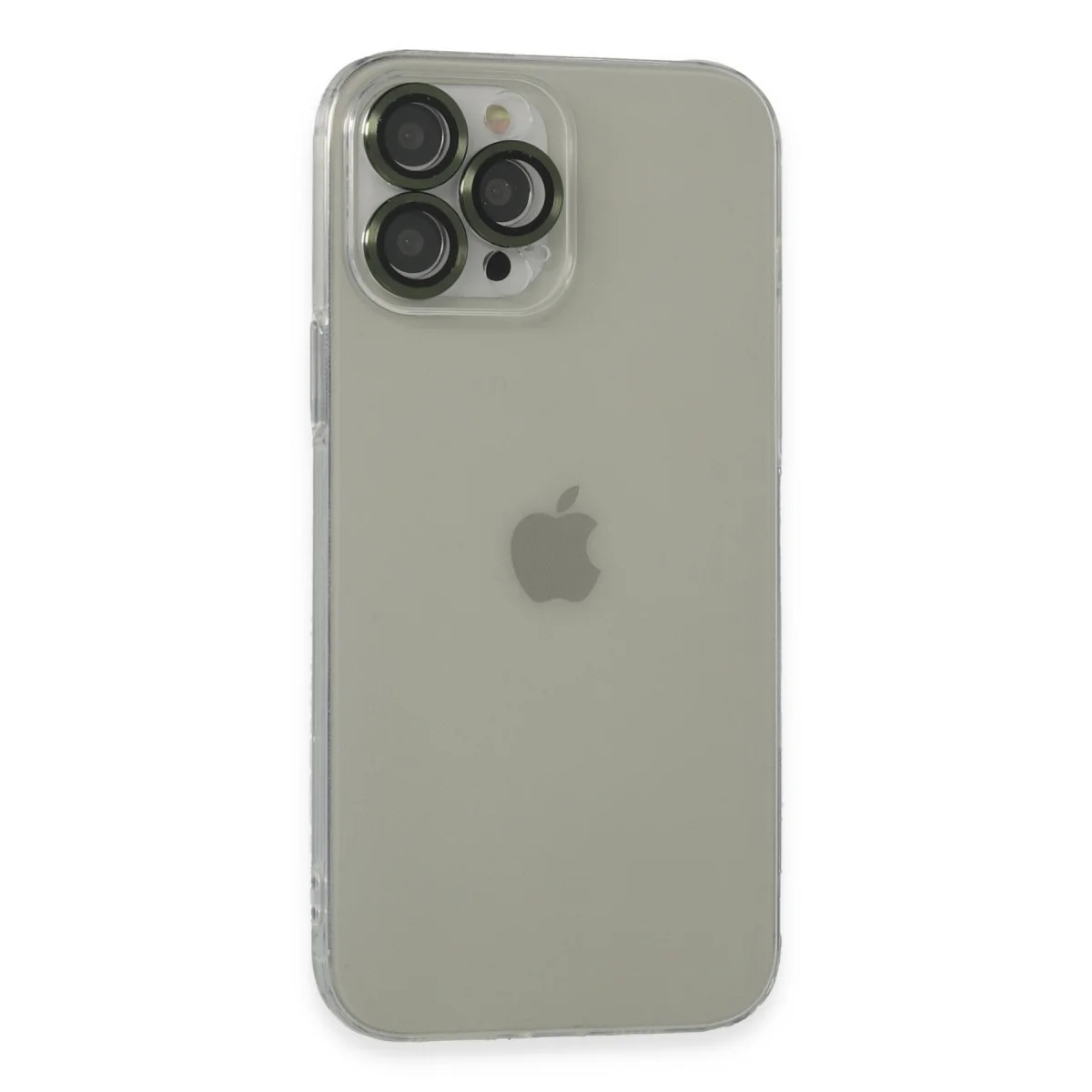 iPhone 13 Pro Max Silikon Kılıf - Yeşil Luko Lens Modeli