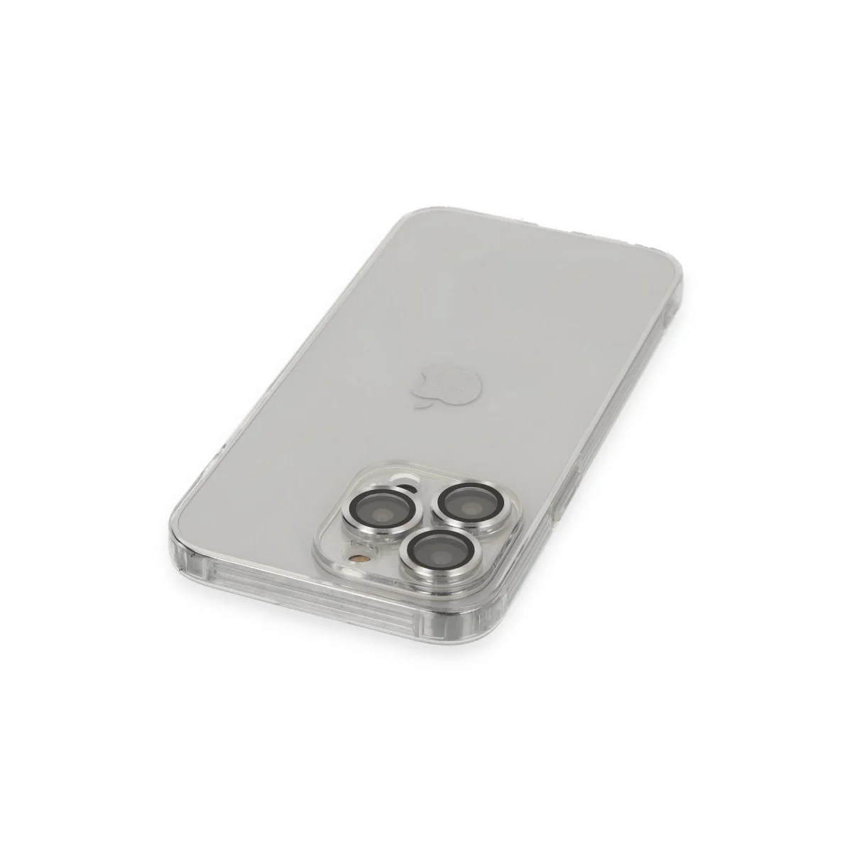 iPhone 13 Pro Max Silikon Kılıf Luko Lens - Gümüş