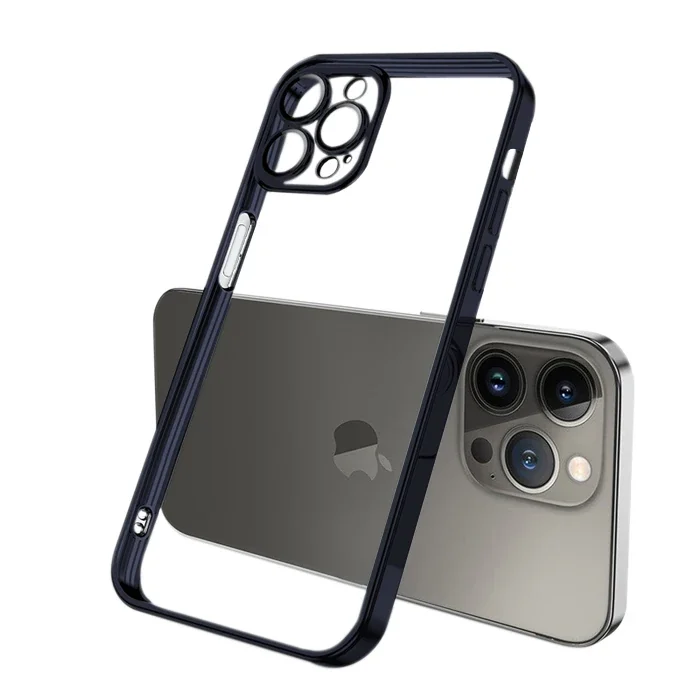 iPhone 13 Pro Max Silikon Kılıf Lazer Çerçeveli Renkli Kenar - Sararma Yapmaz Kablosuz Şarj Uyumlu