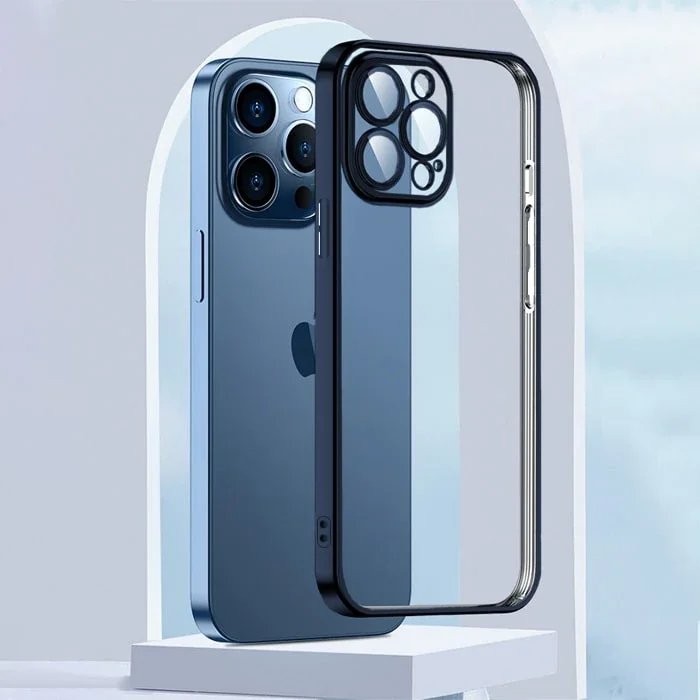 iPhone 13 Pro Max Silikon Kılıf Lazer Çerçeveli Renkli Kenar - Sararma Yapmaz Kablosuz Şarj Uyumlu