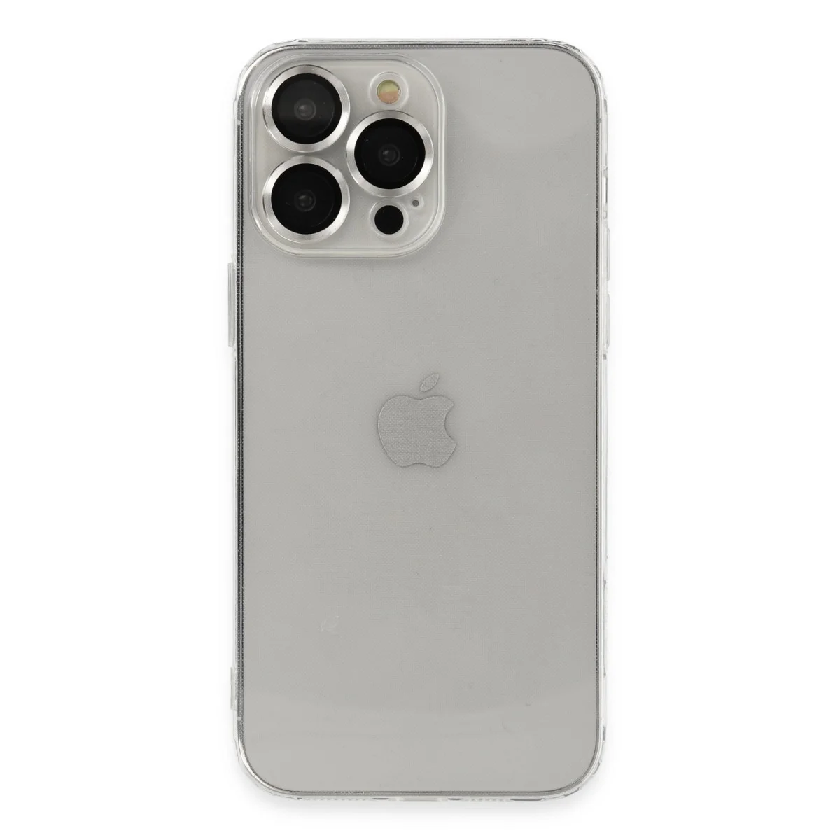 iPhone 13 Pro Max Silikon Kılıf Luko Lens - Gümüş