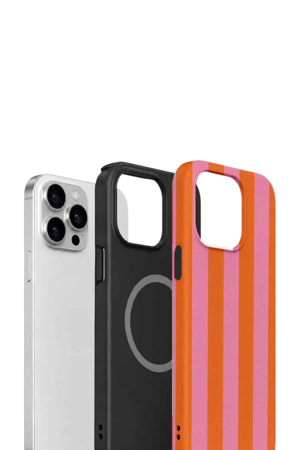 iPhone 13 Pro Max Vorian Çift Katmanlı MagSafe Kılıf Tangerine Rose Stripe