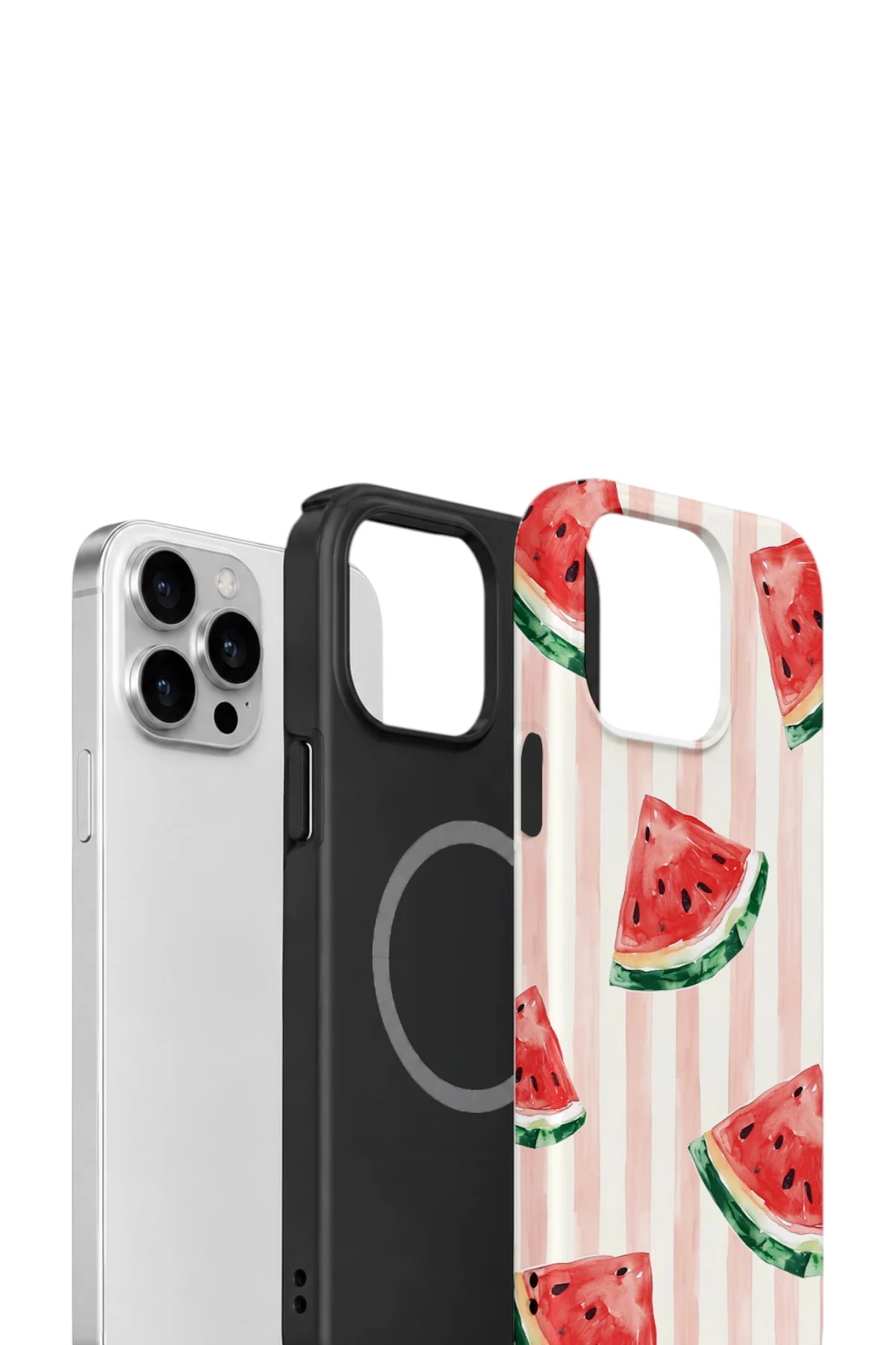 iPhone 13 Pro Max Vorian Çift Katmanlı MagSafe Kılıf Watermelon Blush Stripe