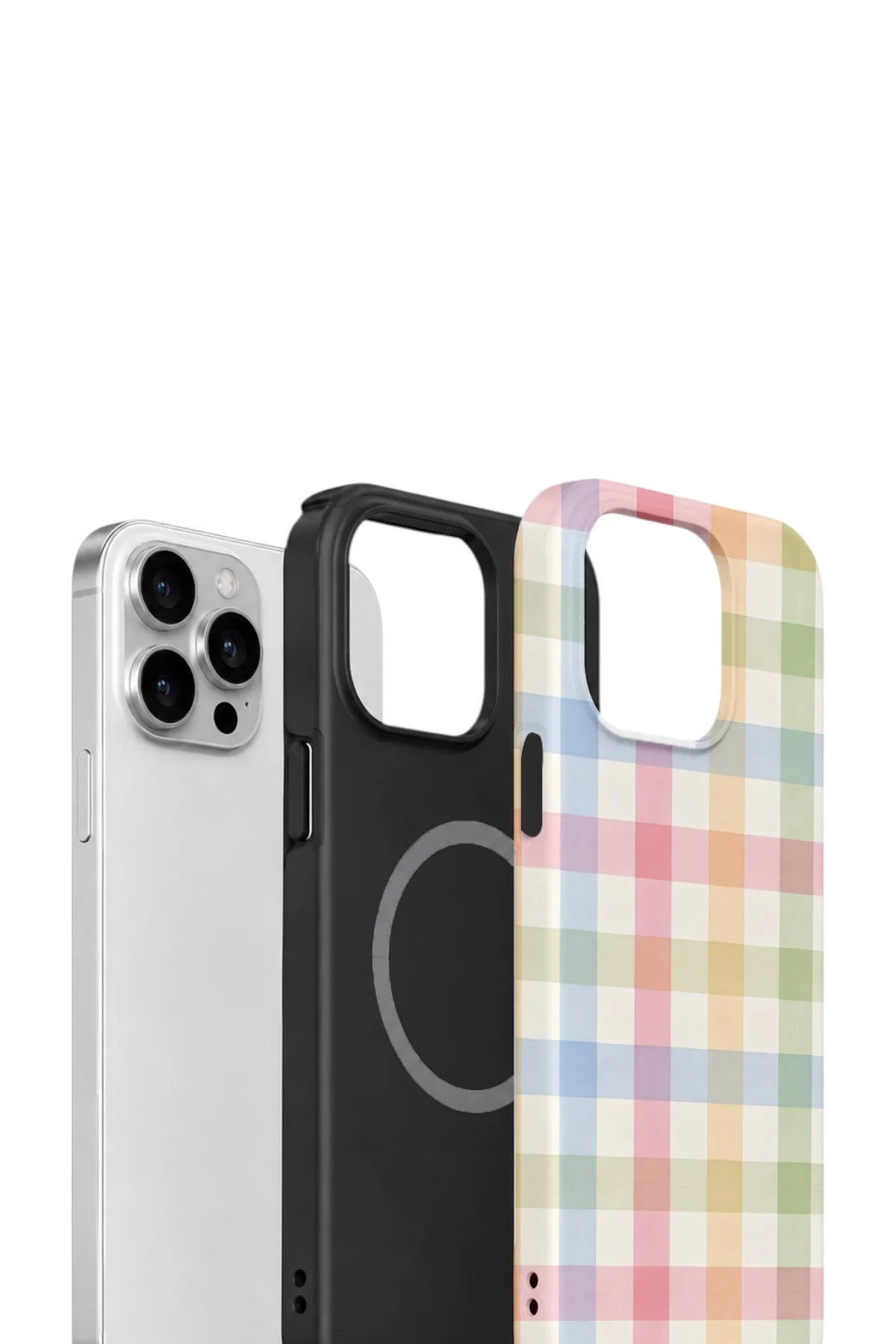 iPhone 13 Pro Max Vorian Çift Katmanlı MagSafe Kılıf Pastel Gingham