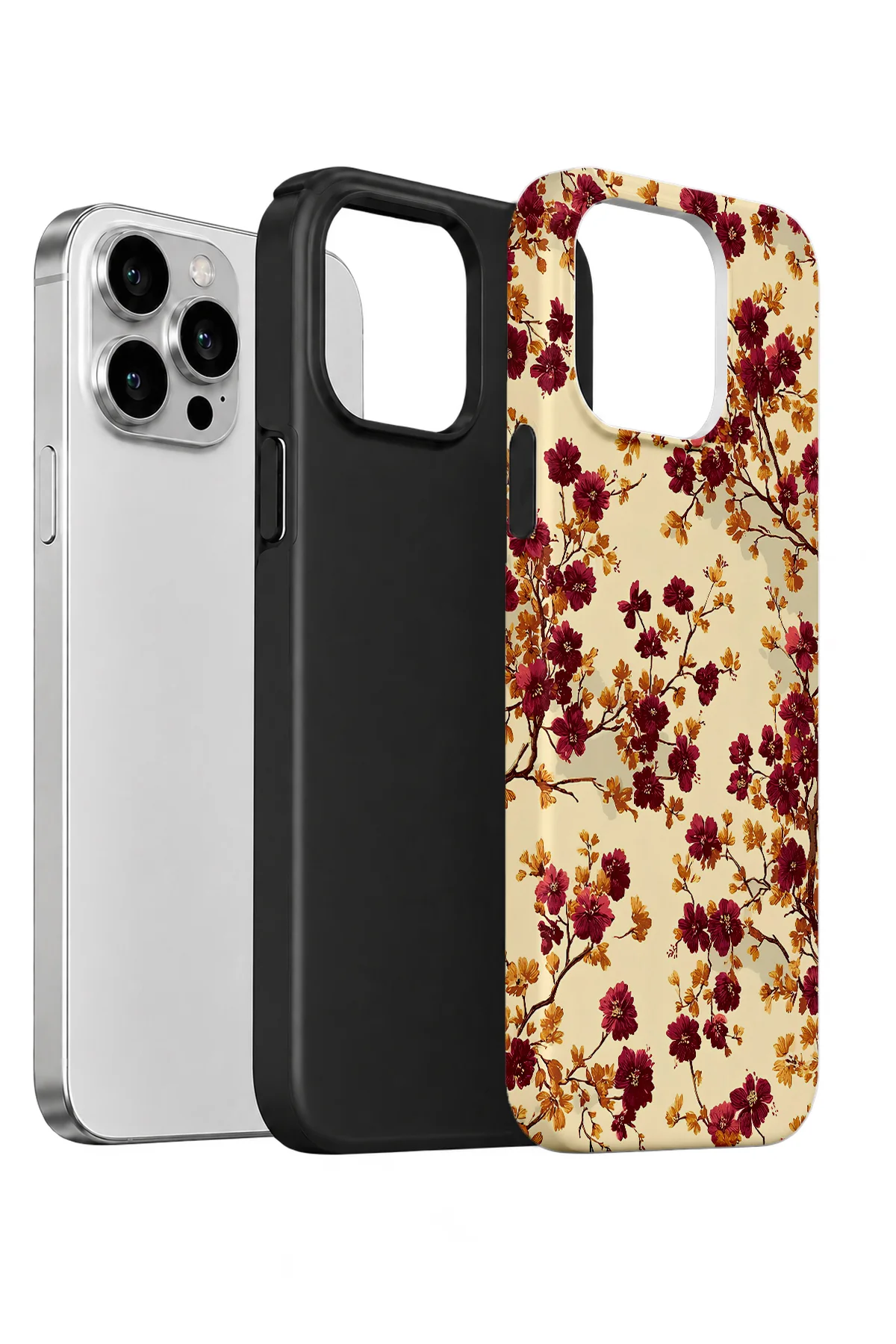 iPhone 13 Pro Max Vorian Çift Katmanlı Bordo Kır Çiçeği Kılıf iPhone 13 Pro Max Vorian Çift Katmanlı Bordo Kır Çiçeği Kılıf - Görsel 2
