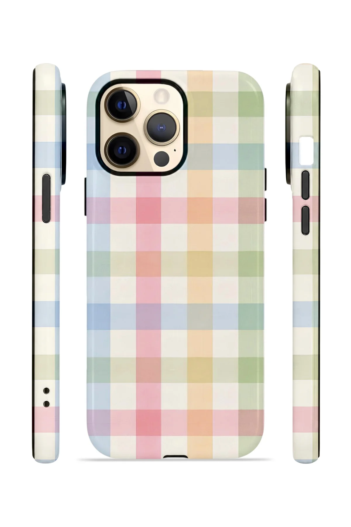 iPhone 13 Pro Max Vorian Çift Katmanlı MagSafe Kılıf Pastel Gingham