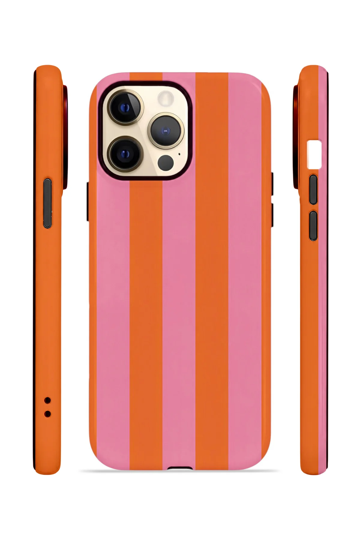 iPhone 13 Pro Max Vorian Çift Katmanlı MagSafe Kılıf Tangerine Rose Stripe