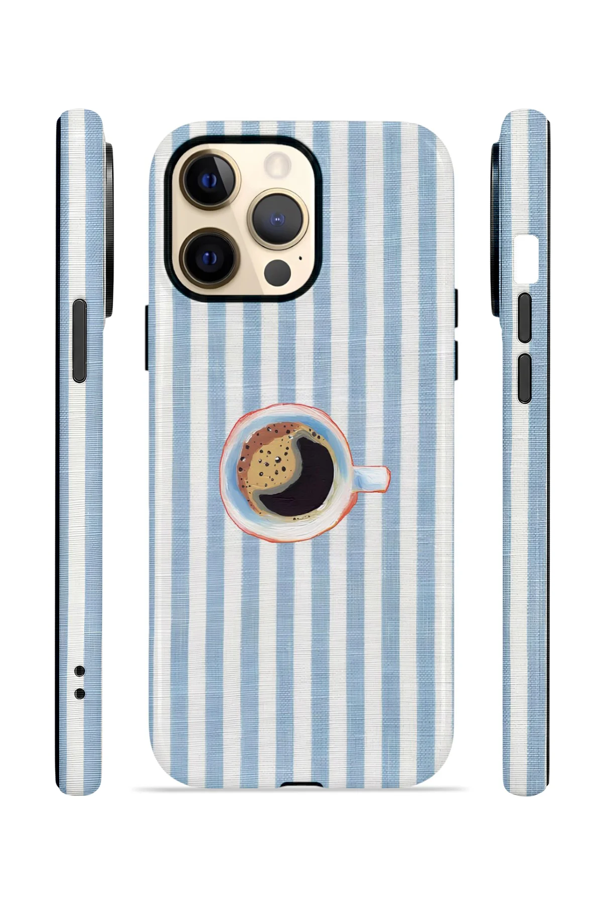 iPhone 13 Pro Max Vorian Çift Katmanlı MagSafe Kılıf Morning Coffee Stripe
