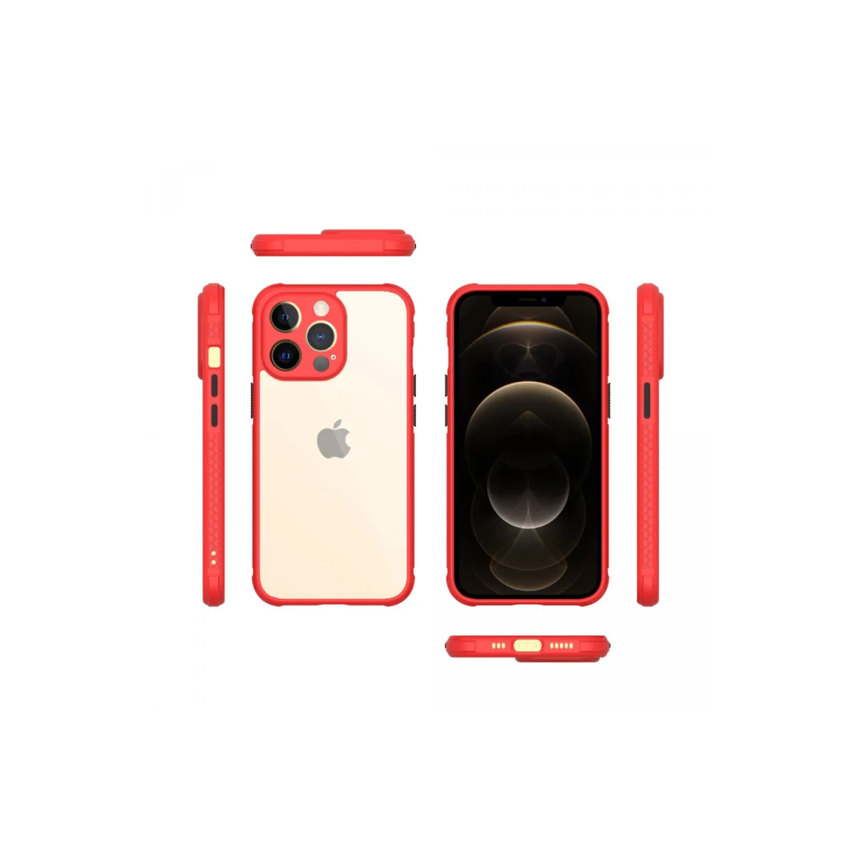 iPhone 13 Pro Miami Şeffaf Silikon Kılıf - Kırmızı