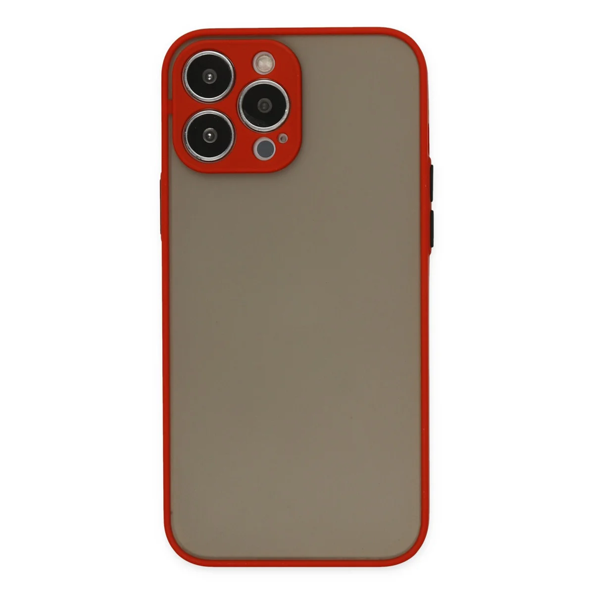 iPhone 13 Pro Montreal Silikon Kılıf - Kırmızı Kamera Korumalı & Darbe Emici