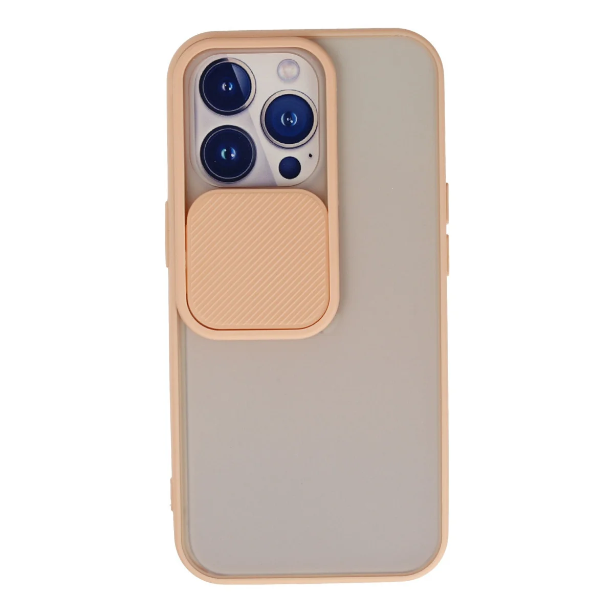 iPhone 13 Pro Pembe Buzlu Silikon Kılıf - Kamera Koruma Sürgülü