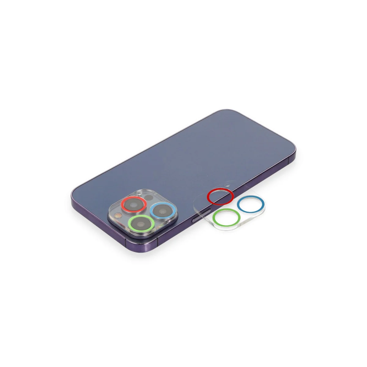 iPhone 13 Pro Renkli Kamera Lens Koruma Camı - Mavi Yeşil