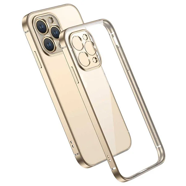 iPhone 13 Pro Renkli Kenar Şeffaf Kılıf Kamera Korumalı Silikon Kılıf-1852