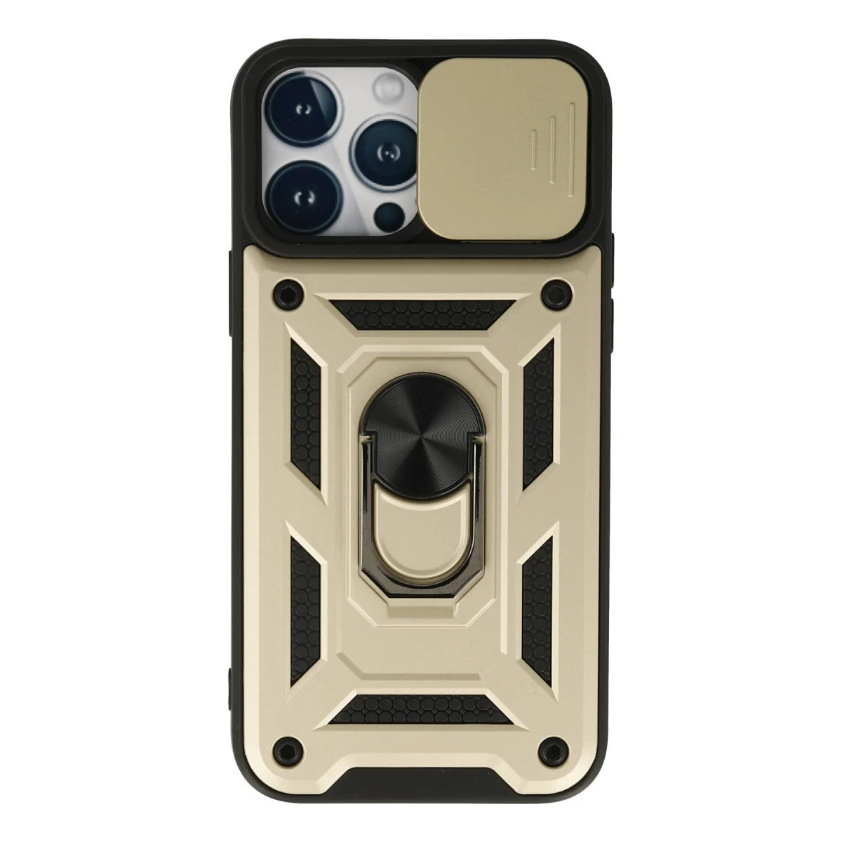 iPhone 13 Pro Silikon Kılıf - Lens Korumalı, Mat Gold Korumalı