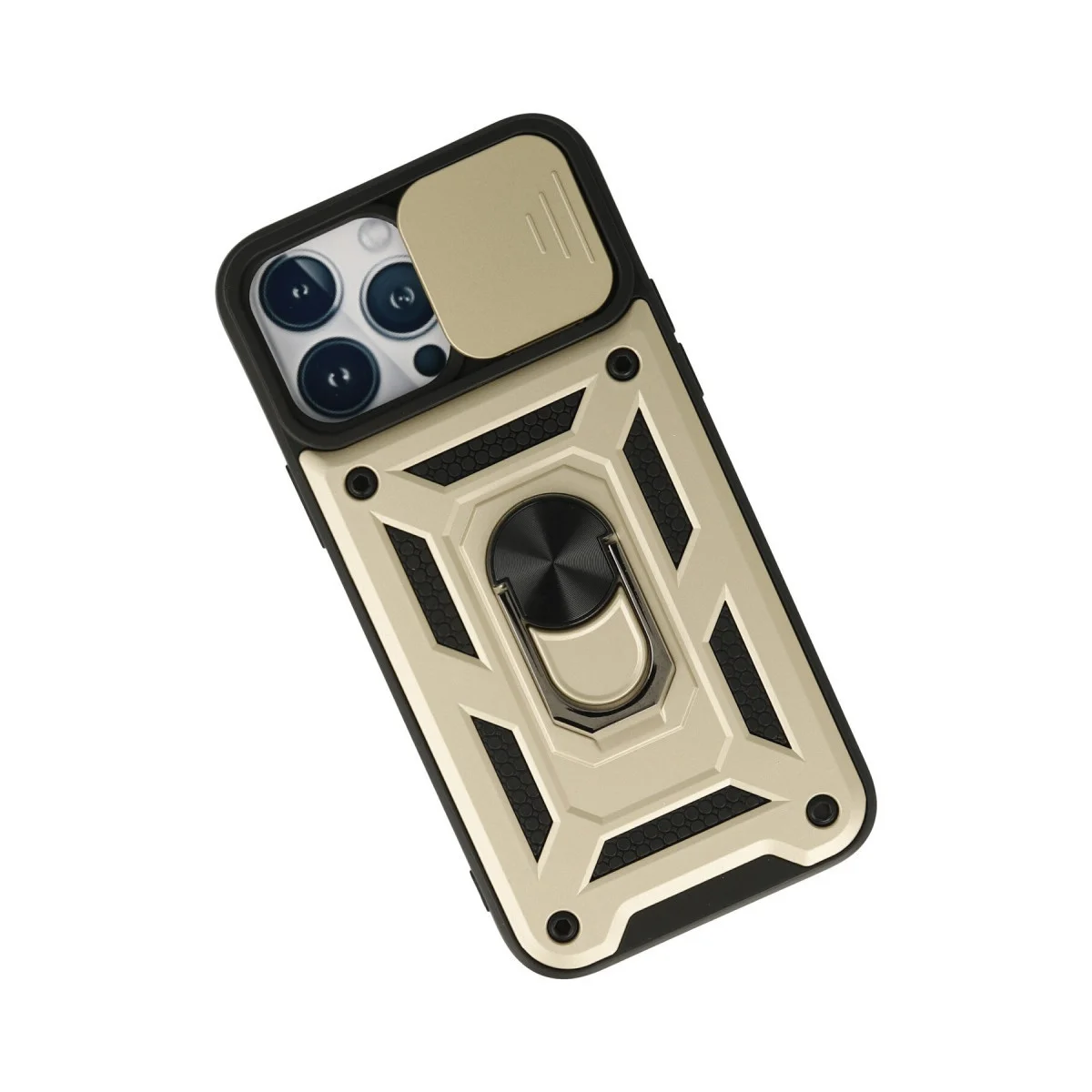 iPhone 13 Pro Silikon Kılıf - Lens Korumalı, Mat Gold Korumalı