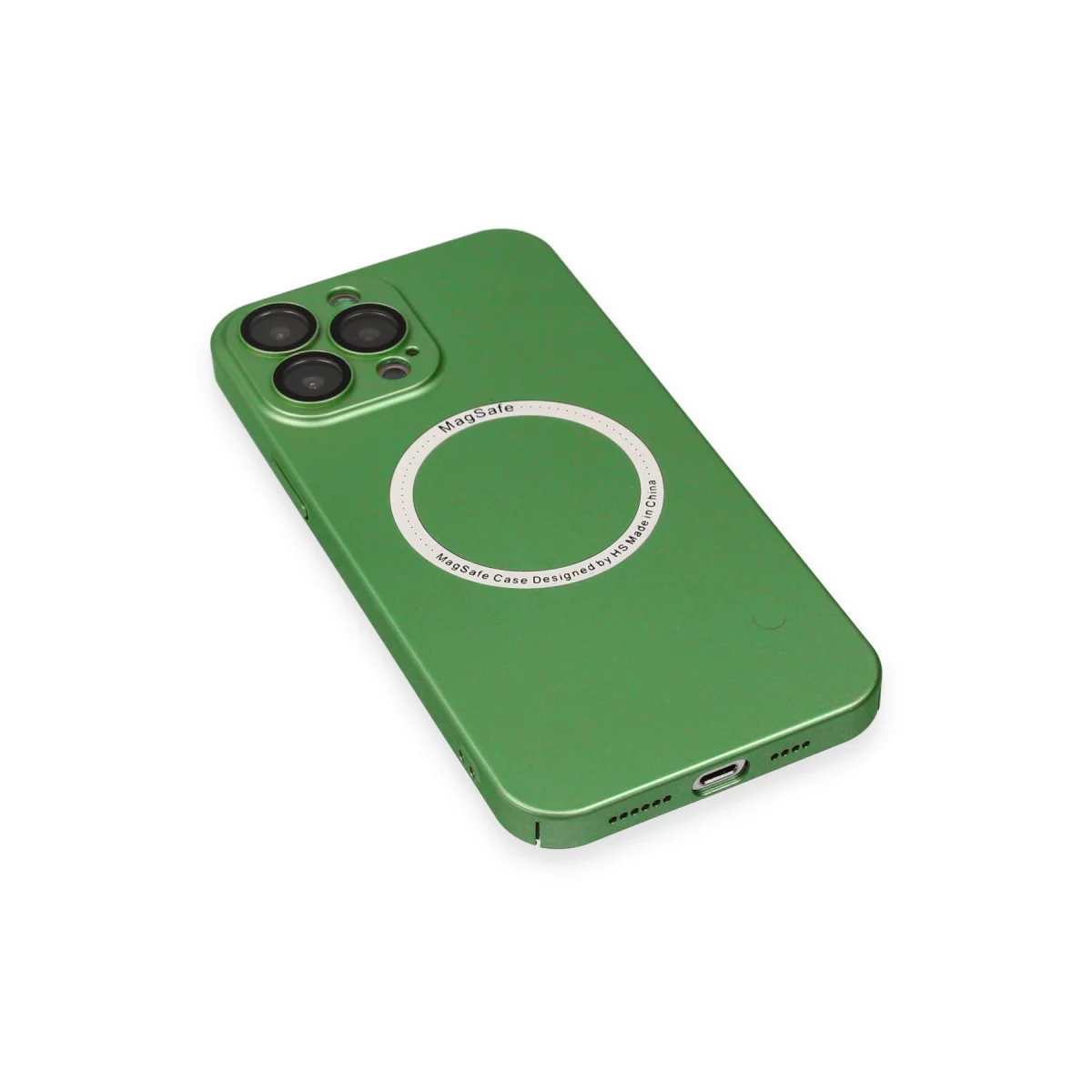 iPhone 13 Pro Silikon Kılıf Magsafe Lens - Yeşil Tam Koruma ve Kablosuz Şarj Desteği