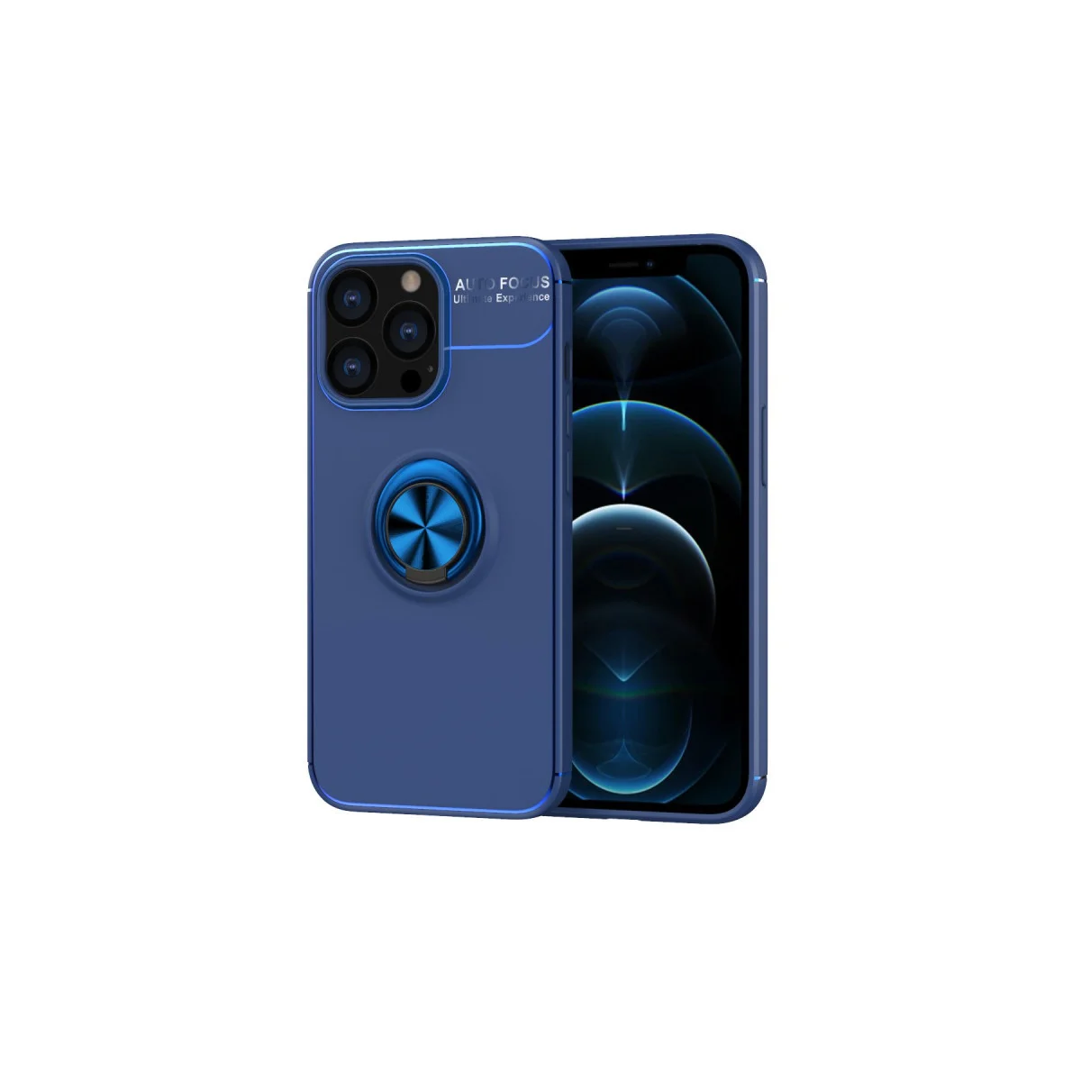 iPhone 13 Pro Silikon Kılıf Mavi Range Ring 360° Dönüş