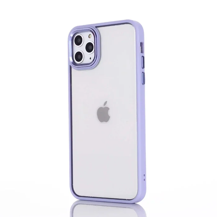 iPhone 13 Pro Silikon Kılıf 6.1'' Saranmaz Şeffaf Arka Renkli Çerçeve Darbe Emici